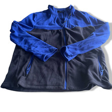 Vintage men Clevercare blue colourblock full zip fleece jacket in L|L32 W22|5698