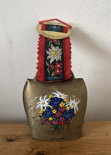 Vintage alpine brass cow - vintage, bell