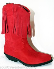 Ladies Cowboy Boots Red Suede