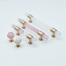 3.78" 5" Natural Pink crystal stone Drawer Pulls Cabinet Handle Pulls home Hardw
