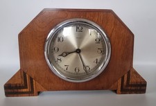 Small Edwardian  Deco Wooden Mantle Clock.