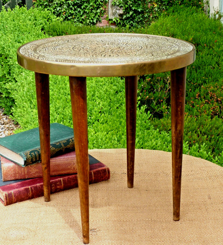 Lamp table plant stand - , brass