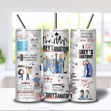 Greys Anatomy Tumbler: 20oz Stainless Steel Insulated Tumbler with Lid & Straw
