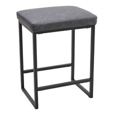 Industrial Breakfast Bar Stool PU Leather Padded Kitchen Counter Chair Barstool