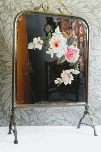 Edwardian brass mirrored fire - edwardian,