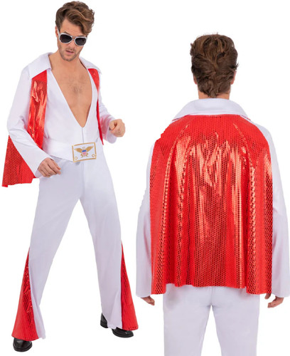 Elvis white jumpsuit mens 50s - jumpsuit,