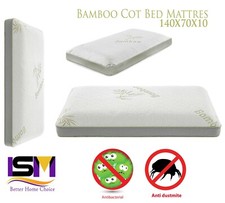 BABY COT BED TODDLER BAMBOO FOAM MATTRESS BREATHABLE 140 X 70 X 10 CM