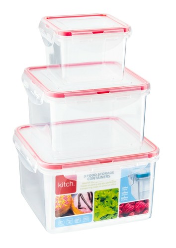 3pc square plastic food - 3pc,
