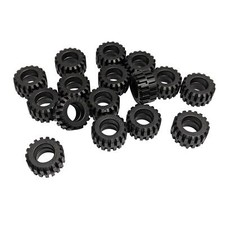 15 NEW LEGO Tire 21mmD.x12mm-Offset Tread Small Wide,Band Around Black