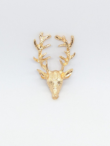 Vintage gold tone stag head - gold-tone,