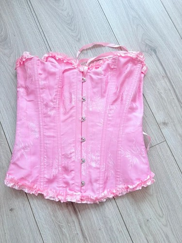 Pink satin brocade - pink, corset