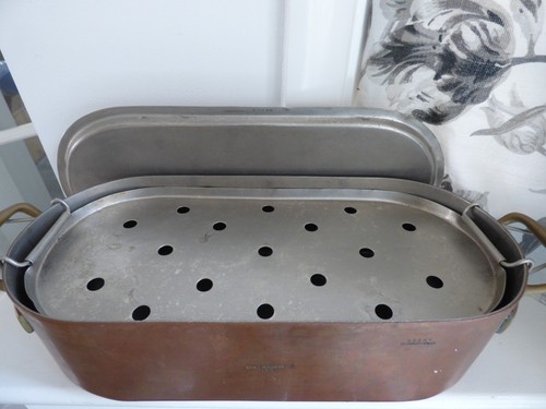 Vintage copper fish kettle - fish,