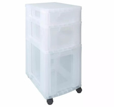 Really Useful 3 Drawer Plastic Mixed Storage Tower For Organizer -1 WHEEL BROKEN