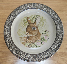 Vintage 1970s Display Plate Purbeck Pottery Bournemouth England Brown Rabbit