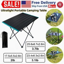 Portable Camping Table Aluminum Tabletop Outdoor Folding Lightweight Desk w/ Bag