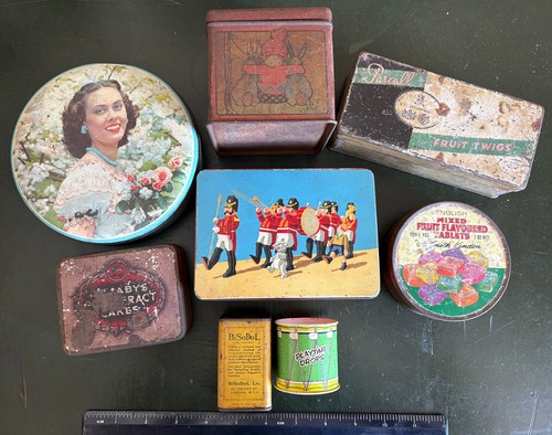 Vintage empty tins - tins, palm