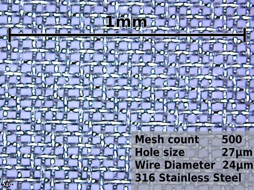 027mm hole 316 - 0.027mm, mesh)