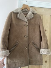 Sheepskin Coat Brown Size 10 UK 32" Bust soft Natural lamb skin ex condition 