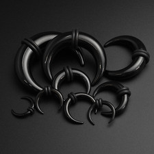 Ear Pincher Septum Stretching Kit | Black Acrylic Crescent Stretcher 1.6mm-10mm