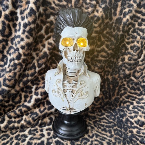 Elvis led skeleton statue - ,