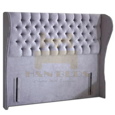 54" Curved Winged Chesterfield Headboard Plush Velvet Upholstered Floor Standing