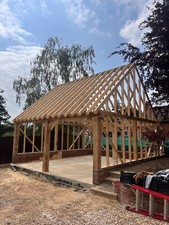 2 Bay Oak Framed Garage / Car Port Kit - 6x7m Oak Front (cladding not included)