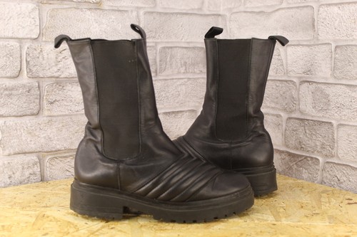 Black leather platform - platform, pull