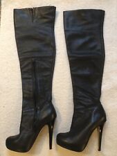 Topshop Barley 2 Leather Stiletto Over the Knee Boots in Black EU40 UK 7.5