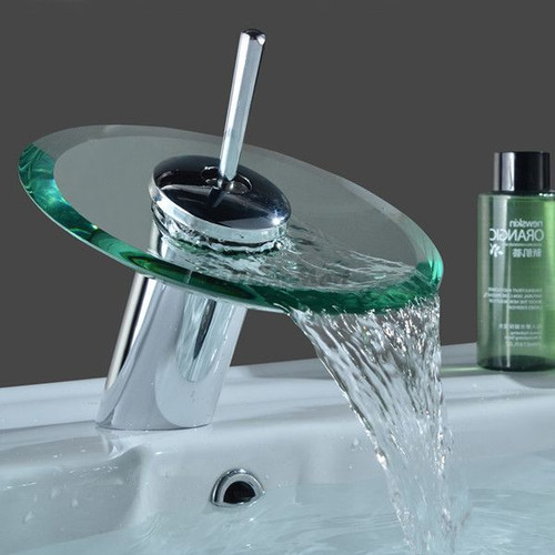 Chrome round glass waterfall - round,