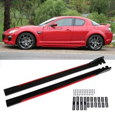 For Mazda RX-7 RX-8 78.7" Side Skirts Rocker Panel Splitter Lip Gloss Red Insert