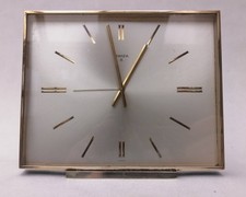 Vintage Swiza 8 Day Alarm Clock Mid Century Brass Swiss Design