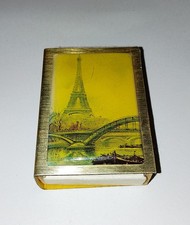 Vintage Gold Brushed Metal Paris Match Box Holder incl Old French Matchbox