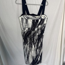 Luis Civit Collection Women’s Black & White Abstract Print Dress Size 12 BNWT