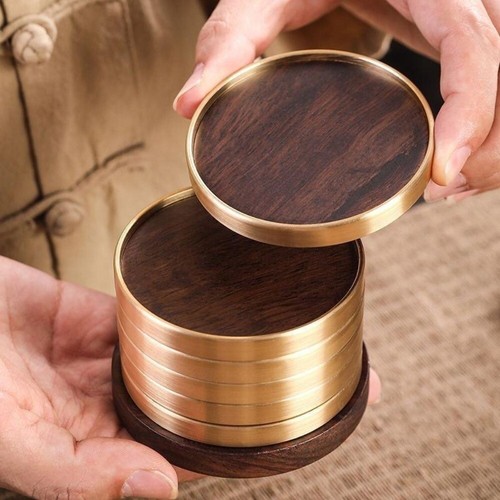 Plain round wooden coaster - plain,