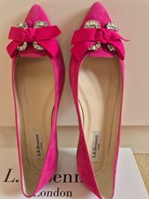 LK Bennett Pink Suede Shoes Crystal Front : Size UK4.5 (EU37.5) New