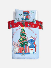 Primark Disney Lilo Stitch Christmas Single Duvet Cover Set Pillowcase New 