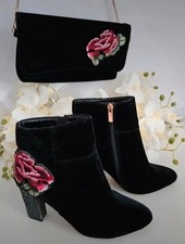 Lunar Elegance Jordana Rose Embroidered Shoes & Bag New Without Tags Size 4