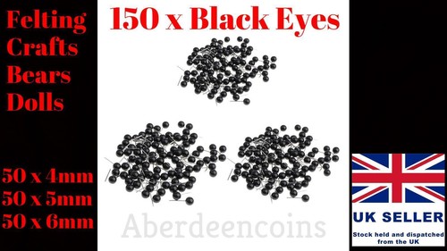 150 6mm black glass - glass, eyes
