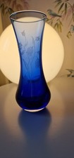 Crystal Blue Glass, etched