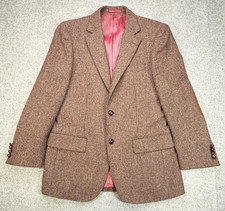 John Lewis Blazer Mens 38s Brown Check Shetland Moon Tweed Wool Sports Jacket