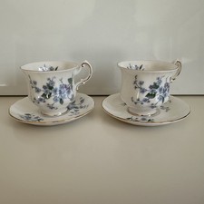 PARAGON Forget Me Not - Pair of Tea Cup and Saucer, Bone China,  Vintage