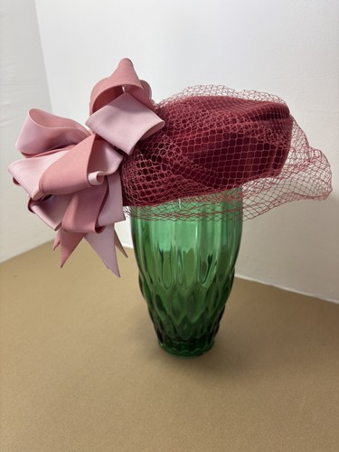 Velvet hat pink - net, veil