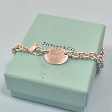 Tiffany & Co Genuine Round Oval Choker Sterling Chain Chunky Necklace Size 14"