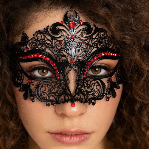 Red metal lace eyemask - metal,