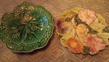 Antique Majolica Green Plate