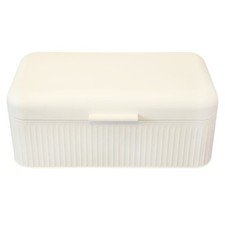 Large Bread Bin 15L Metal Ivory Loaf Bread Baked Storage Container Hinged Lid