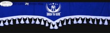 Truck front windshield curtains fringed Blue White for Scania R S P G V8 124