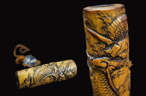 Era netsuke bamboo carving - netsuke,
