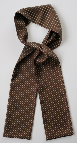Silk cravat brown cream - cravat., brown,