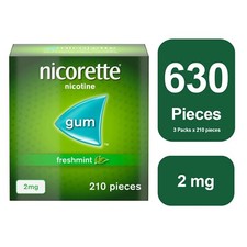 Nicorette Freshmint 2mg Gum 3 x 210 - 12 Weeks* Bundle Total Gum 630
